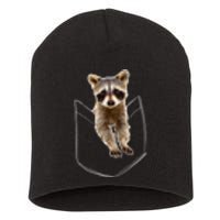 Pocket Raccoon Funny Short Acrylic Beanie