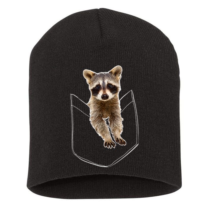 Pocket Raccoon Funny Short Acrylic Beanie