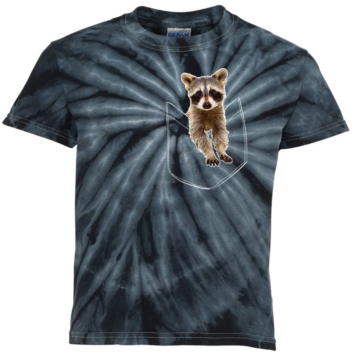 Pocket Raccoon Funny Kids Tie-Dye T-Shirt