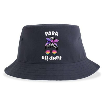 Para Off Duty Paraprofessional Last Day Of School Messy Bun Sustainable Bucket Hat