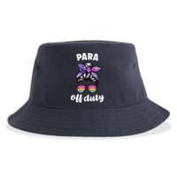 Para Off Duty Paraprofessional Last Day Of School Messy Bun Sustainable Bucket Hat