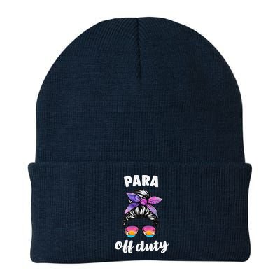 Para Off Duty Paraprofessional Last Day Of School Messy Bun Beanie