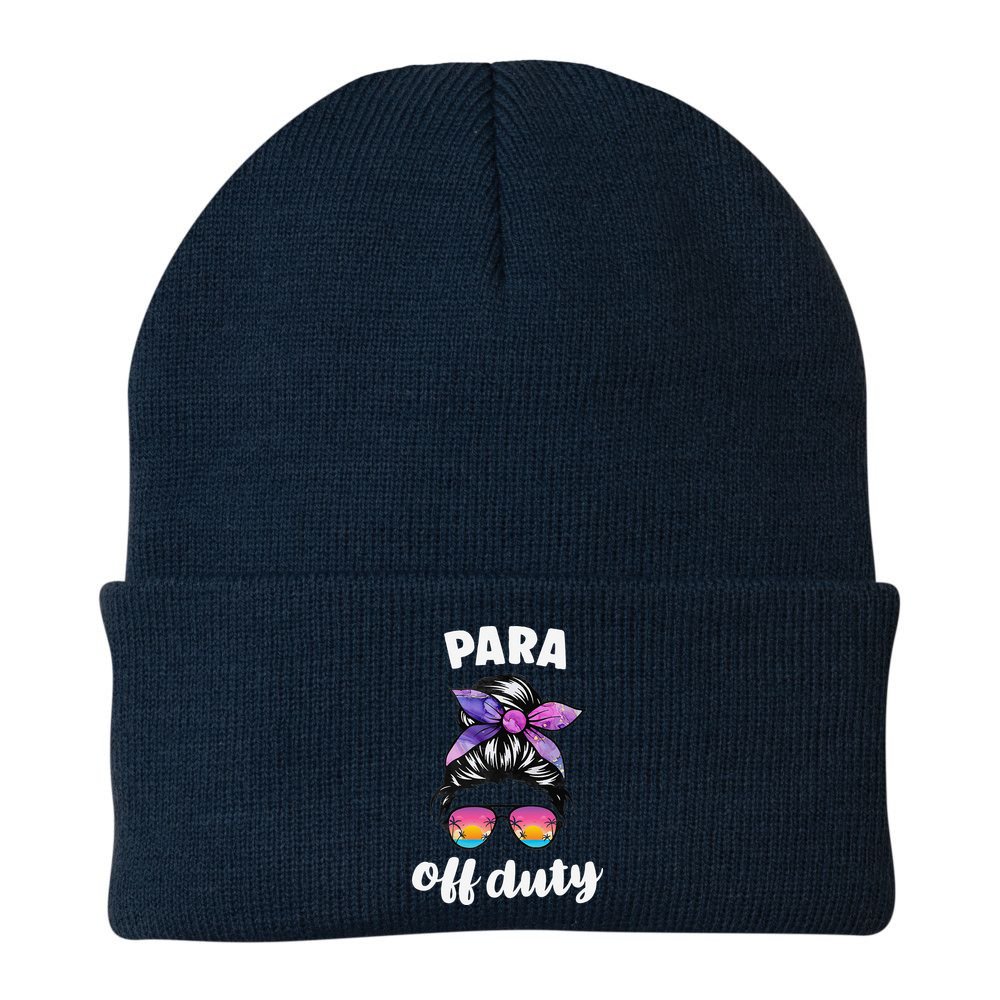 Para Off Duty Paraprofessional Last Day Of School Messy Bun Beanie