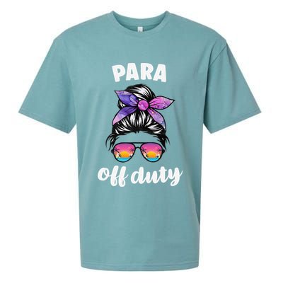 Para Off Duty Paraprofessional Last Day Of School Messy Bun Sueded Cloud Jersey T-Shirt