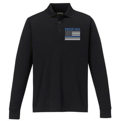 Police Officer Dad Proud Dad Gift Performance Long Sleeve Polo