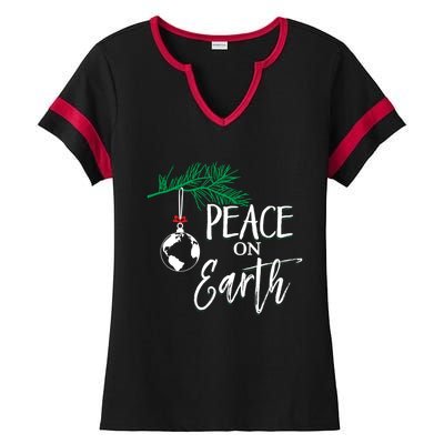 Peace On Earth Peaceful Christian Christmas Gift Ladies Halftime Notch Neck Tee