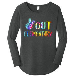 Peace Out Elementary Happy Last Day Of School Tie Dye Women's Perfect Tri Tunic Long Sleeve Shirt