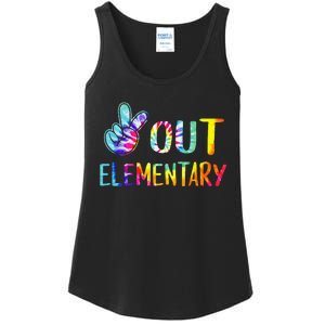 Peace Out Elementary Happy Last Day Of School Tie Dye Ladies Essential Tank