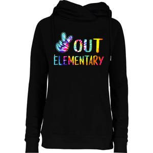 Peace Out Elementary Happy Last Day Of School Tie Dye Womens Funnel Neck Pullover Hood