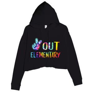 Peace Out Elementary Happy Last Day Of School Tie Dye Crop Fleece Hoodie