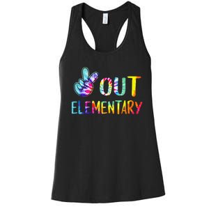 Peace Out Elementary Happy Last Day Of School Tie Dye Women's Racerback Tank