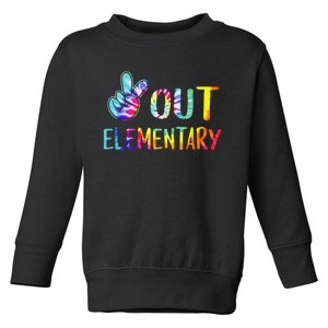 Peace Out Elementary Happy Last Day Of School Tie Dye Toddler Sweatshirt