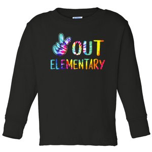 Peace Out Elementary Happy Last Day Of School Tie Dye Toddler Long Sleeve Shirt