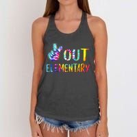 Peace Out Elementary Happy Last Day Of School Tie Dye Women's Knotted Racerback Tank