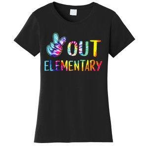 Peace Out Elementary Happy Last Day Of School Tie Dye Women's T-Shirt