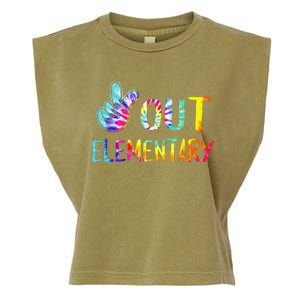 Peace Out Elementary Happy Last Day Of School Tie Dye Garment-Dyed Women's Muscle Tee