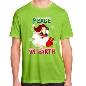 Peace On Earth Sign Merry Christmas Santa Hat Hippie Gift Adult ChromaSoft Performance T-Shirt