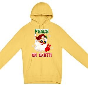 Peace On Earth Sign Merry Christmas Santa Hat Hippie Gift Premium Pullover Hoodie