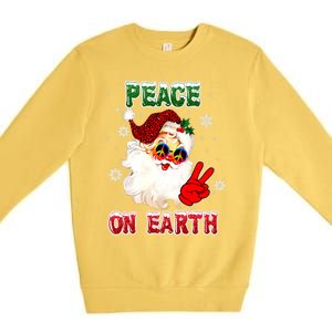 Peace On Earth Sign Merry Christmas Santa Hat Hippie Gift Premium Crewneck Sweatshirt