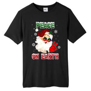 Peace On Earth Sign Merry Christmas Santa Hat Hippie Gift Tall Fusion ChromaSoft Performance T-Shirt