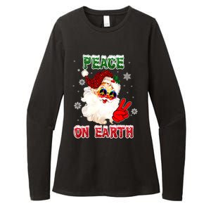 Peace On Earth Sign Merry Christmas Santa Hat Hippie Gift Womens CVC Long Sleeve Shirt