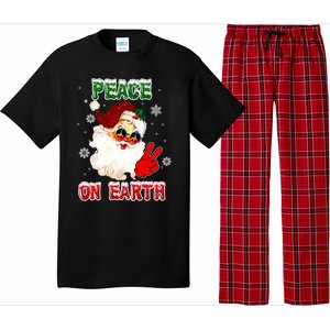 Peace On Earth Sign Merry Christmas Santa Hat Hippie Gift Pajama Set