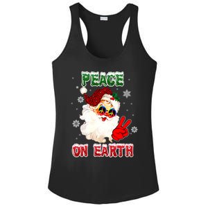 Peace On Earth Sign Merry Christmas Santa Hat Hippie Gift Ladies PosiCharge Competitor Racerback Tank