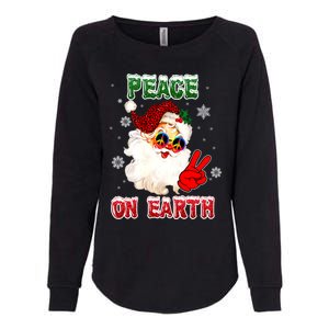 Peace On Earth Sign Merry Christmas Santa Hat Hippie Gift Womens California Wash Sweatshirt