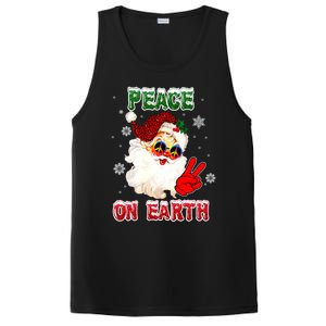 Peace On Earth Sign Merry Christmas Santa Hat Hippie Gift PosiCharge Competitor Tank