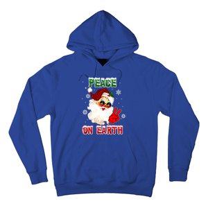 Peace On Earth Sign Merry Christmas Santa Hat Hippie Gift Hoodie