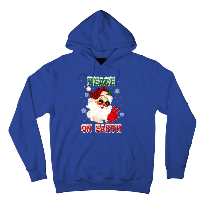 Peace On Earth Sign Merry Christmas Santa Hat Hippie Gift Hoodie