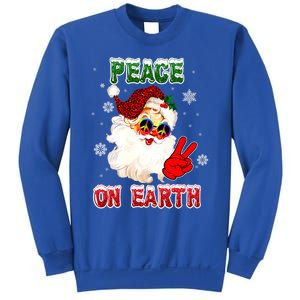 Peace On Earth Sign Merry Christmas Santa Hat Hippie Gift Sweatshirt