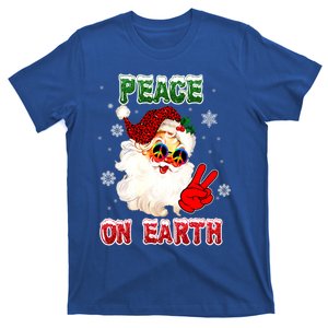 Peace On Earth Sign Merry Christmas Santa Hat Hippie Gift T-Shirt