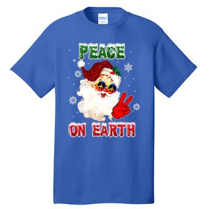 Peace On Earth Sign Merry Christmas Santa Hat Hippie Gift Tall T-Shirt