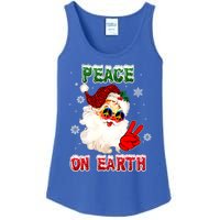 Peace On Earth Sign Merry Christmas Santa Hat Hippie Gift Ladies Essential Tank