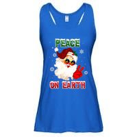 Peace On Earth Sign Merry Christmas Santa Hat Hippie Gift Ladies Essential Flowy Tank