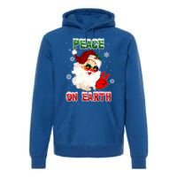 Peace On Earth Sign Merry Christmas Santa Hat Hippie Gift Premium Hoodie