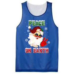 Peace On Earth Sign Merry Christmas Santa Hat Hippie Gift Mesh Reversible Basketball Jersey Tank