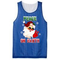 Peace On Earth Sign Merry Christmas Santa Hat Hippie Gift Mesh Reversible Basketball Jersey Tank