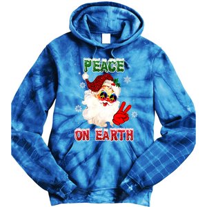 Peace On Earth Sign Merry Christmas Santa Hat Hippie Gift Tie Dye Hoodie