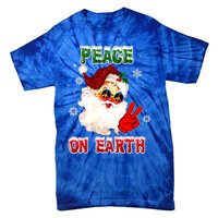 Peace On Earth Sign Merry Christmas Santa Hat Hippie Gift Tie-Dye T-Shirt