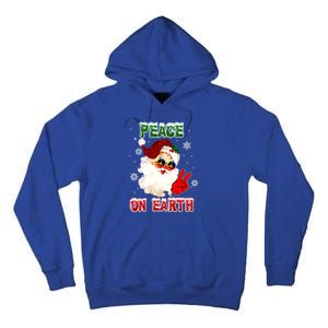 Peace On Earth Sign Merry Christmas Santa Hat Hippie Gift Tall Hoodie