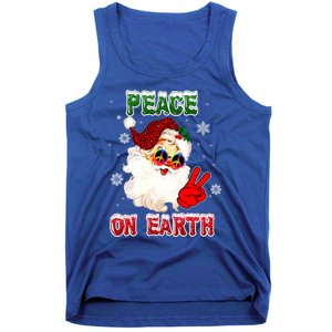 Peace On Earth Sign Merry Christmas Santa Hat Hippie Gift Tank Top