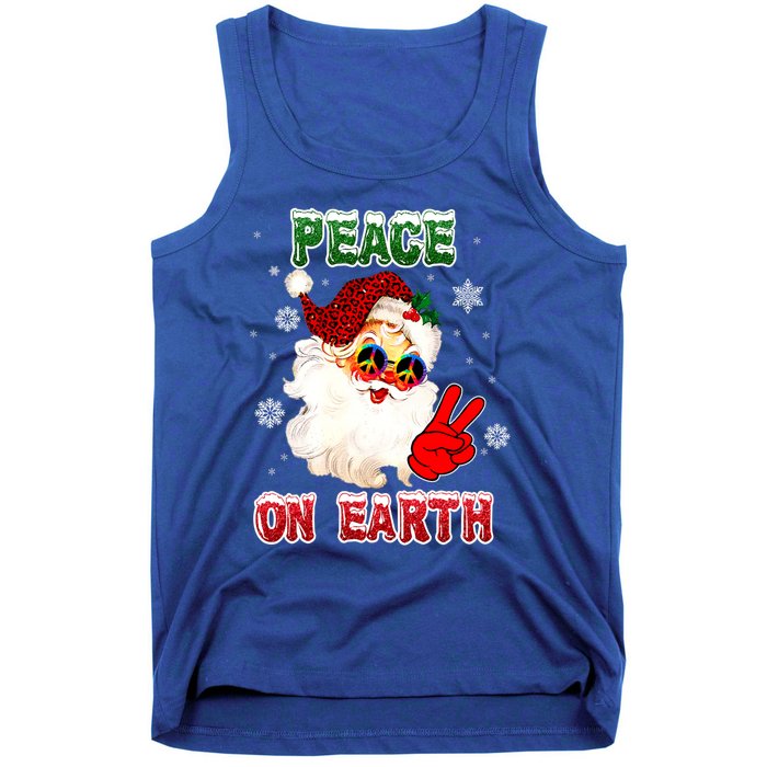 Peace On Earth Sign Merry Christmas Santa Hat Hippie Gift Tank Top