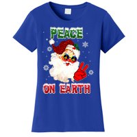 Peace On Earth Sign Merry Christmas Santa Hat Hippie Gift Women's T-Shirt