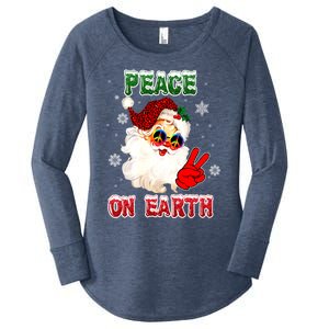 Peace On Earth Sign Merry Christmas Santa Hat Hippie Gift Women's Perfect Tri Tunic Long Sleeve Shirt