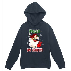 Peace On Earth Sign Merry Christmas Santa Hat Hippie Gift Urban Pullover Hoodie