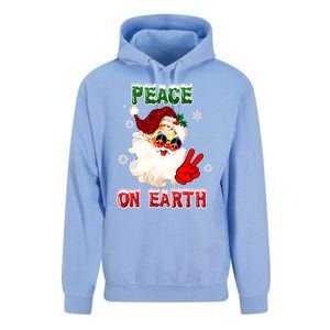 Peace On Earth Sign Merry Christmas Santa Hat Hippie Gift Unisex Surf Hoodie