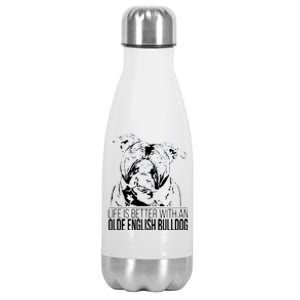 Proud Olde English Bulldog Life Is Better Dog Gift Present Stainless Steel Insulated Water Bottle