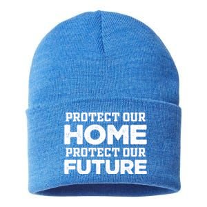 Protect Our Earth Protect Our Future Gift Earth Day Great Gift Sustainable Knit Beanie